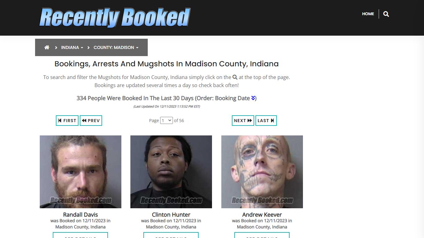Recent bookings, Arrests, Mugshots in Madison County, Indiana